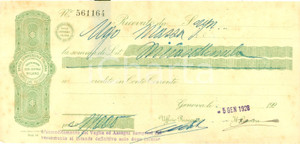 Documento originale, autentico 1928 MILANO Banca Commerciale Italiana Assegno Bancario Documento 1