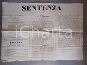 Documento originale, autentico 1851 ROMA PENA DI MORTE a Gaetano PETTINELLI pluriomicida finti Gesuiti 1