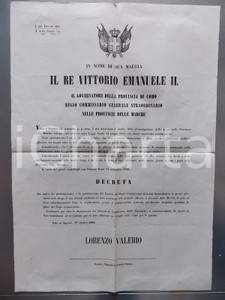 Documento originale, autentico 1860 ANCONA Promulgazione decreti Vittorio Emanuele II sul CORRIERE DELLE MARCHE 1
