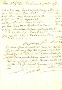 Documento originale, autentico 1803 CIVITELLA VAL DI CHIANA AR Conto panettiere Girolamo DE CORONA Documento 1