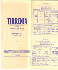 Materiale pubblicitario d’epoca 1966 TIRRENIA NAVIGAZIONE Tariffe per le rotte passeggeri Pieghevole 1