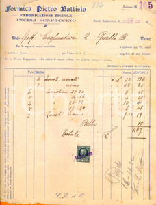 Documento originale, autentico 1922 INCISA SCAPACCINO Pietro Battista FORMICA Fabbricazione zoccole Fattura 1