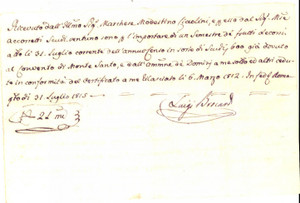 Documento originale, autentico 1812 ROMA Censi marchese Modestino CICCOLINI dovuti al convento di MONTE SANTO 1