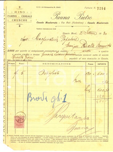 Documento originale, autentico 1930 CASALE MONFERRATO AL Pietro PAUNA riso e cereali Fattura intestata 1