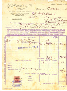 Documento originale, autentico 1930 GENOVA G. MOSSARDI & F. Macinazione grani Fattura intestata con bollo 1