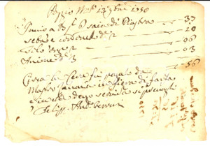 Documento originale, autentico 1750 ca POGGIO MIRTETO RI Conto per acquisti di Filippo Antonio FERRERI 1