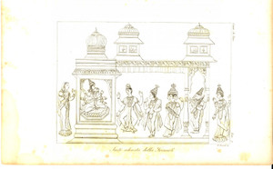 Stampa, bozzetto originale 1845 Cesare CANTU  Sacti adorata dalla Trimurti Stampa da Storia Universale 1