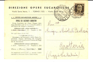 Cartolina originale da collezione 1940 TORINO Direzione Opere Euraristiche  Annali sacerdoti adoratori Cartolina 1