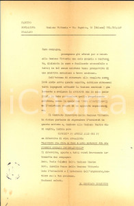 Materiale pubblicitario d’epoca 1964 MILANO PARTITO SOCIALISTA Sezione VITTORIA  Lettera assemblea CINAURSS 1