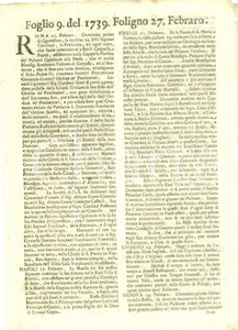 Giornale, rivista storica 1739 GIORNALE DI FOLIGNO n 9 Card. GOTTI prende possesso di San Domenico a  ROMA 1