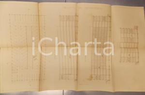 Mappa, planimetria storica 1930 ca MILANO Progetto per autorimessa 80x50 cm RARO 1