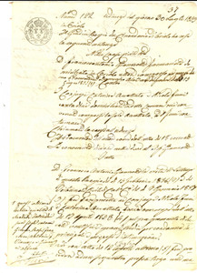 Documento originale, autentico 1859 ORIOLO CS Farmacista Francescantonio GIANNOTTI vs Nicola FUNI debitore 1