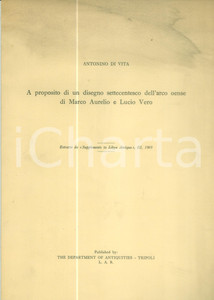 Libro, pubblicazione d epoca 1969 Antonino DI VITA Disegno settecentesco dell arco oense di MARCO AURELIO 1