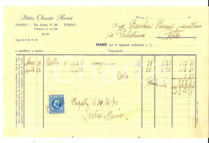 Documento originale, autentico 1931 TORINO Ditta Orazio NERVI  Fattura intestata per margarina 1