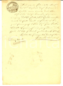 Documento originale, autentico 1837 SPOLETO Ricevuta censi Ospedale degli Infermi Ministro Pietro BORBONI 1