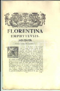 Documento originale, autentico 1726 FIRENZE Monastero SAN PANCRAZIO vs nobili DEL PACE per terre alluvionate 1