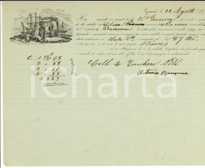 Documento originale, autentico 1851 SESTRI LEVANTE GE Carico zucchero su feluca PIO IX 1