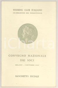 Oggetto da collezione cartaceo 1954 MILANO Menù per il sessantennio TOURING CLUB 1 1