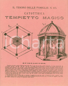 Oggetto da collezione cartaceo 1880 ca CATOTTRICA Istruzioni per tempietto magico ILLUSTRATO Volantino 1