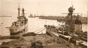 Fotografia d epoca originale 1935 NAPOLI Arrivo delle corazzate Francesi della Marine Nationale Fotografia 1