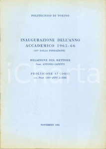 Libro, pubblicazione d epoca 1965 POLITECNICO DI TORINO Rettore Antonio CAPETTI Inaugurazione anno accademico 1