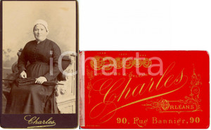 Fotografia d epoca originale 1900 ORLEANS FRANCE Portrait de femme avec parapluie Photo CHARLES 1
