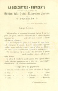Documento originale, autentico 1906 COCCONATO AT Pagamento quota Società Assicurazione Bestiame LA COCCONATESE 1