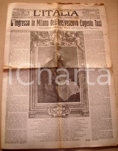 Giornale, rivista storica 1922 MILANO L ITALIA Ingresso Arcivescovo Eugenio TOSI Giornale 1