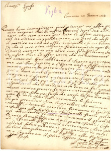 Manoscritto, lettera originale 1803 CAMERINO MC Nobile Paolina CAMBI VOGLIA invita il fidanzato a teatro 1