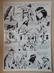 Opera d’arte autentica 1970 ca INFERNO BIANCO Luciano BERNASCONI Cacciatori minacciano indiano Tavola 1