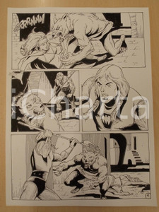 Opera d’arte autentica 1975 ca LUBE Luciano Bernasconi KABUR contro lupo mannaro Tavola originale 1