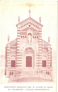 Cartolina originale da collezione 1928 CASALE MONFERRATO AL Santuario SACRO CUORE DI GESU  al VALENTINO FP VG 1