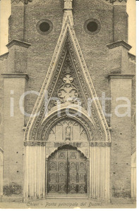 Cartolina originale da collezione 1920 ca CHIERI TO Veduta della porta principale del DUOMO Cartolina FP NV 1