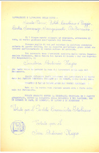 Materiale pubblicitario d’epoca 1953 GENOVA PROPAGANDA POLITICA PCI Operai votate Antonio NEGRO Volantino 1