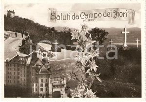 Cartolina originale da collezione 1940 ca VARESE Vedutine CAMPO DEI FIORI Grand Hotel ANIMATA con auto FG NV 1