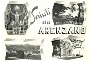 Cartolina originale da collezione 1950 ca ARENZANO GE Vedutine con Basilica del SANTO BAMBINO Cartolina FG NV 1