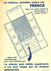 Materiale pubblicitario d’epoca 1951 AREA MODENESE Propaganda politica PCI Elezioni Comunali FRANCIA sindaco 1