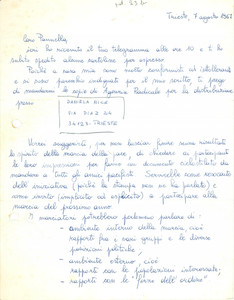 Autografo originale 1967 TRIESTE Anarchico Claudio VENZA L attività divorzista é bloccata AUTOGRAFO 1