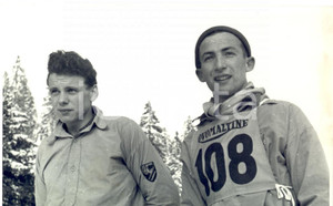 Fotografia d epoca originale 1950 ca SWITZERLAND Campionati SCI ALPINO Lorenz POSSA e compagno di squadra 1