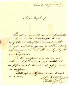 Documento originale, autentico 1837 TORINO Marchese DEL CARRETTO DI BALESTRINO al cugino Agostino ADORNO 1