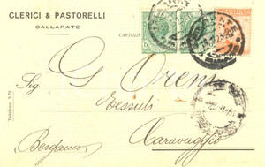 Cartolina originale da collezione 1923 GALLARATE VA Ditta CLERICI & PASTORELLI Cotonificio Cartolina FP VG 1