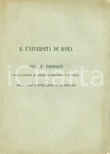 Documento originale, autentico 1884 ROMA UNIVERSITA  Dotazione FacoltÃ  Scienze Matematiche Scuola Ingegneri 1