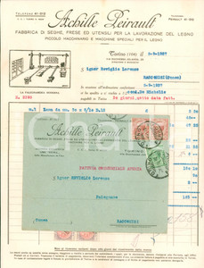 Documento originale, autentico 1927 TORINO Achille LEIRAULT Fabbrica seghe frese lavorazione legno ILLUSTRATA 1