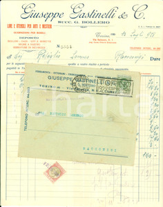 Documento originale, autentico 1928 TORINO Giuseppe GASTINELLI lime utensili arti mestieri Fattura commerciale 1