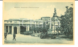 Cartolina originale da collezione 1915 ca GENOVA Acquaverde e Stazione PRINCIPE Cartolina ANIMATA auto FP NV 1