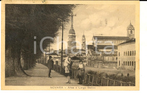 Cartolina originale da collezione 1931 NOVARA Allea e LARGO BELLINI Cartolina ANIMATA bambini FP VG 1