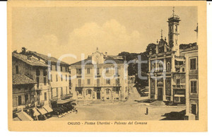 Cartolina originale da collezione 1930 ca CALUSO TO Piazza UBERTINI  Palazzo del Comune Cartolina FP 1