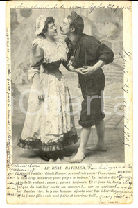 Cartolina originale da collezione 1905 INNAMORATI il bel battelliere Cartolina postale VINTAGE FP VG 1