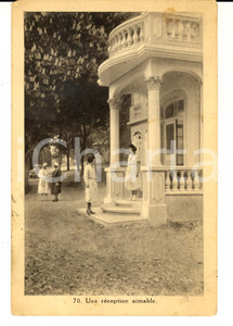 Cartolina originale da collezione 1930 ca EGLISE DU ROYAUME DE DIEU  FREYTAG Une réception aimable Carte postale 1