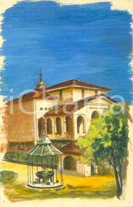 Cartolina originale da collezione 1950 ca VARALLO SESIA VC Panorama del Sacro Monte Cartolina COLORATA A MANO 1